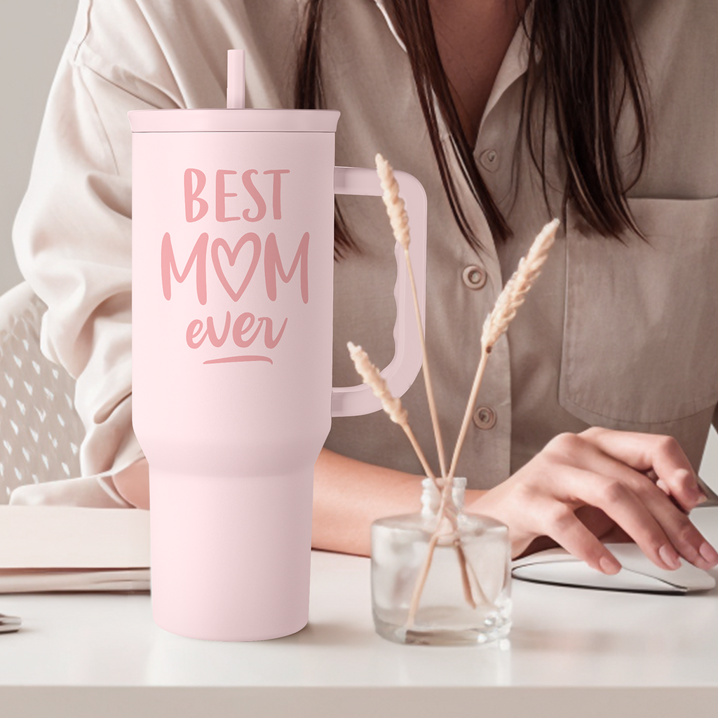 Gift for Mom - Best Mom Stainless Steel Tumbler with Handle, Travel Coffee Mug for Moms - Gifts for Birthday Christmas Mothers Day, 40oz