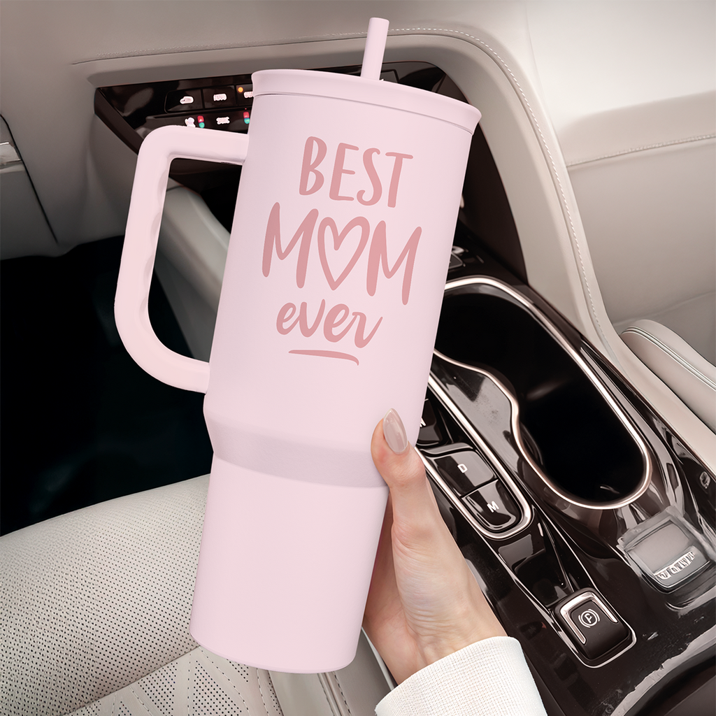 Gift for Mom - Best Mom Stainless Steel Tumbler with Handle, Travel Coffee Mug for Moms - Gifts for Birthday Christmas Mothers Day, 40oz
